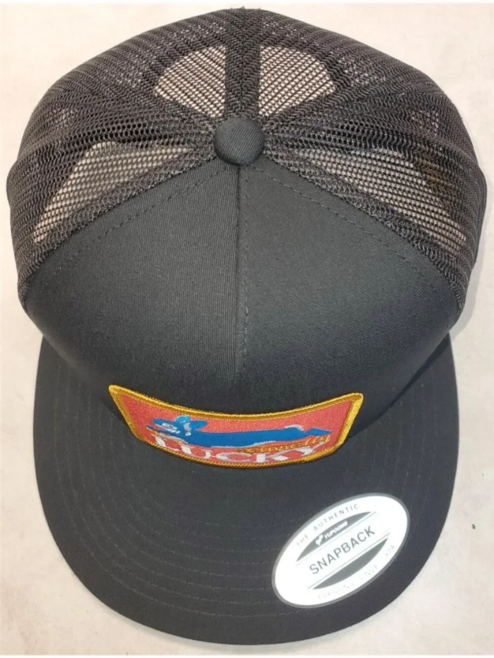 Retro Naturally Lucky Trucker Hat Vintage Blue Rabbit Patch Yupoong Snapback 80s